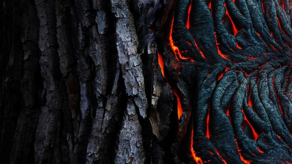 ウッドバーニング　焦げる木