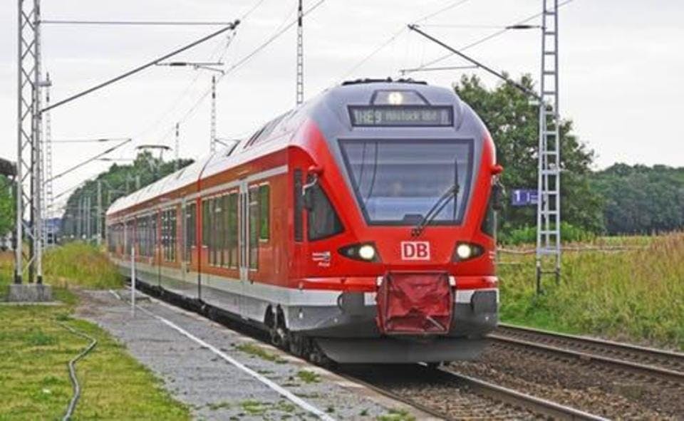 Large regional train rail cars platform deutsche bahn 159148
