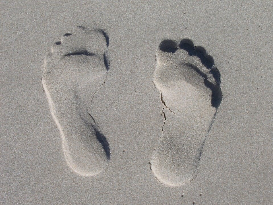 足形がついた砂
