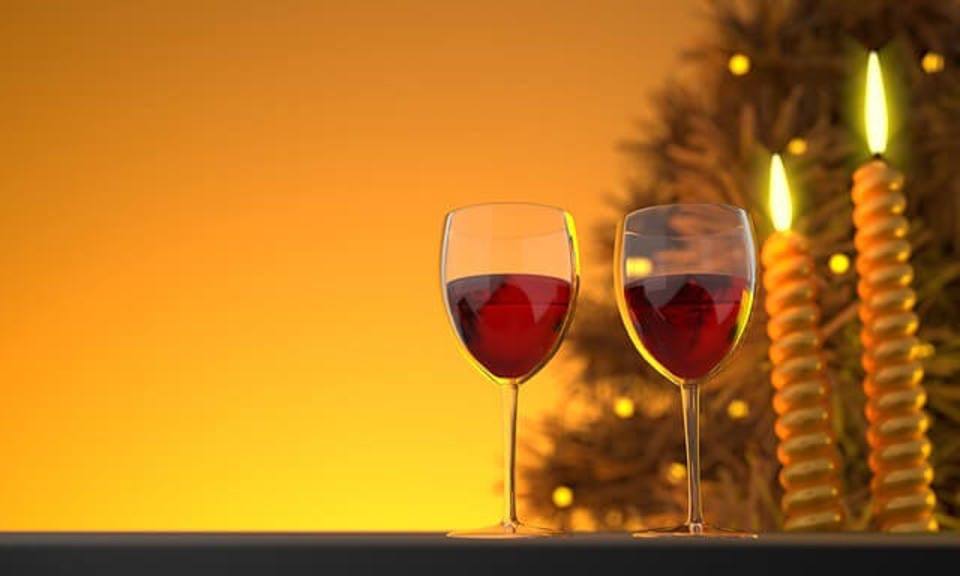 クリスマスにワインで乾杯