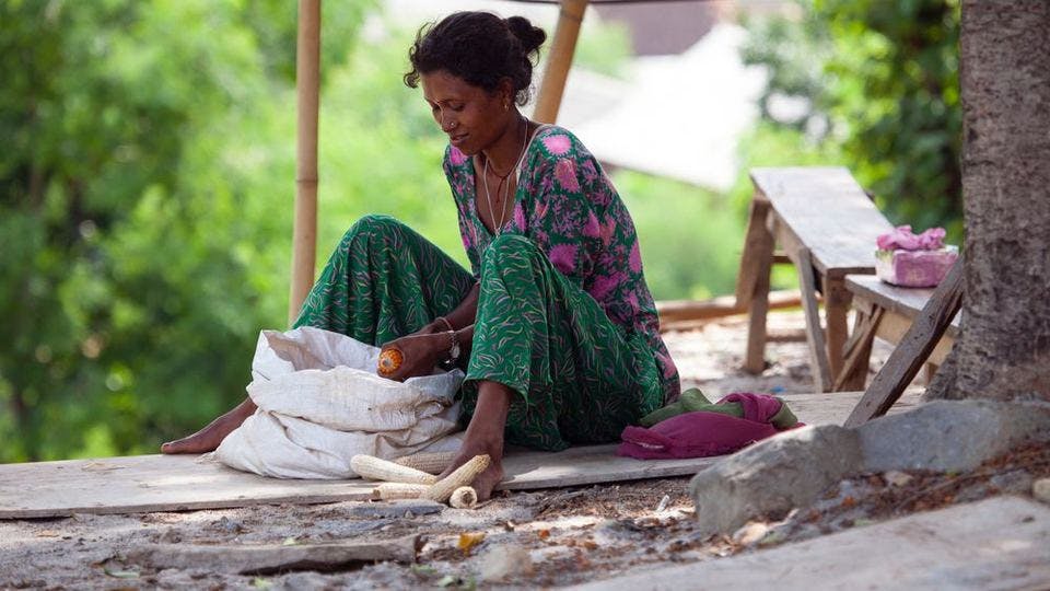 家事をするネパール人女性