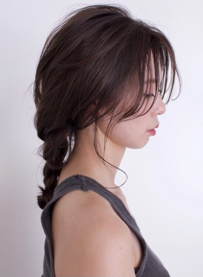 髪型 ロング 前髪なし 結ぶ